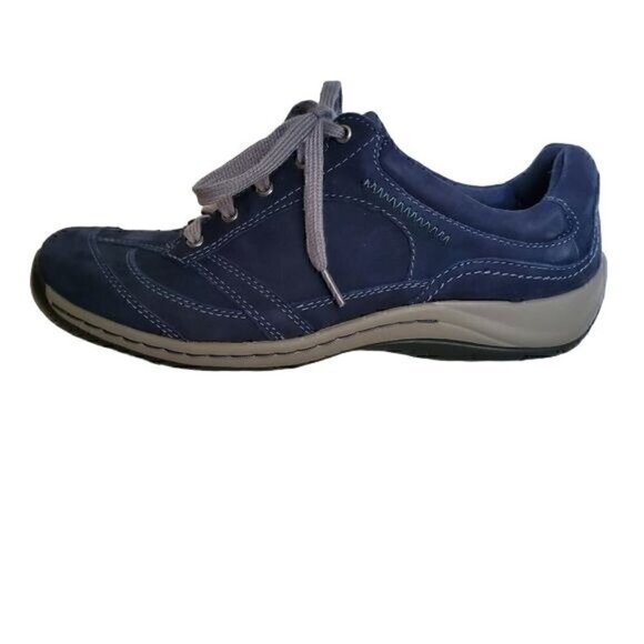 EARTH Suede Lace-Up Flora Navy Blue Sneakers NIB - Picture 2 of 3